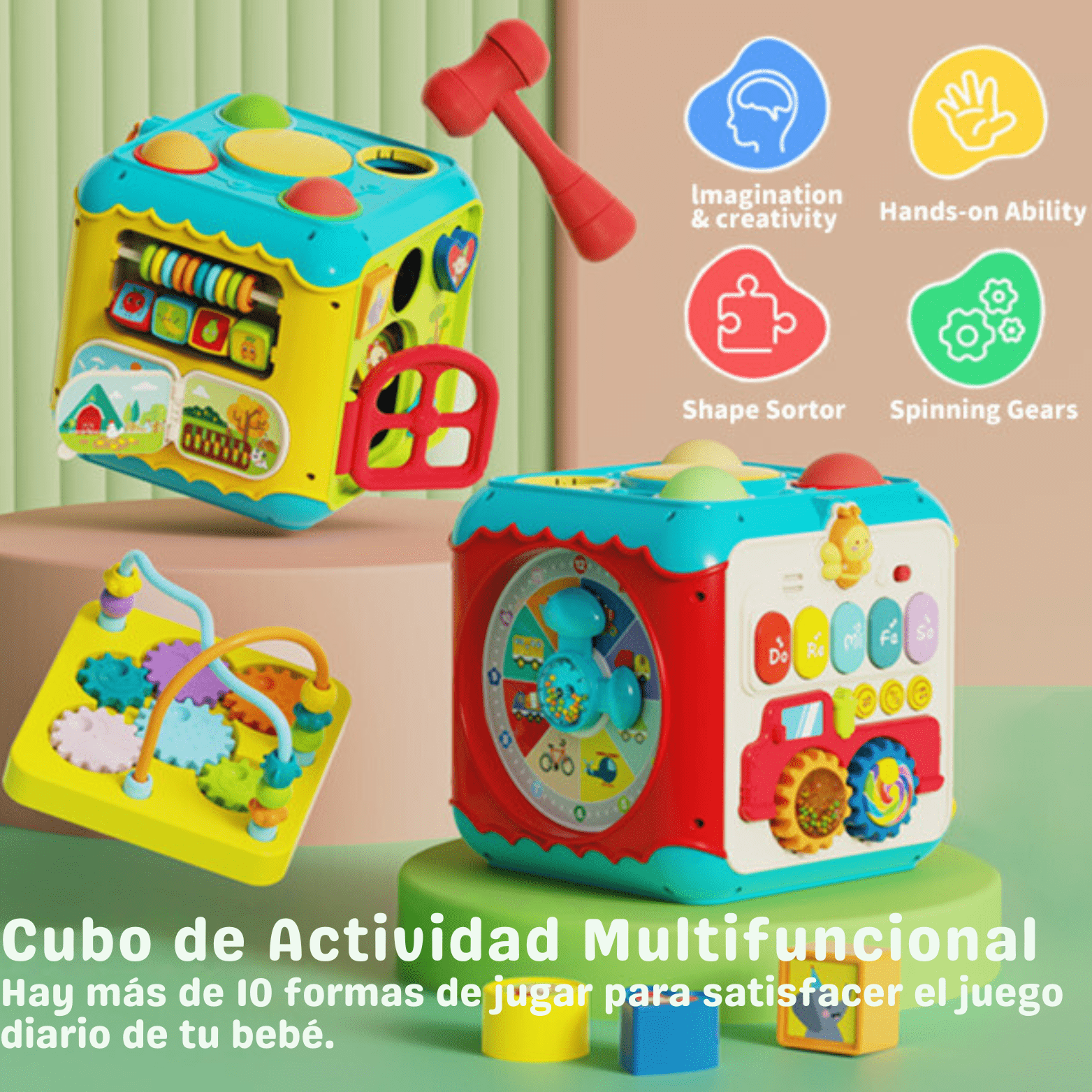 Cubo Didáctico Musical de Encaje Montessori 11 Actividades - Martina Baby & Kids